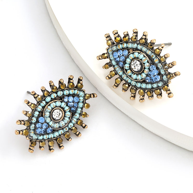 Alloy Spray Paint With Diamond Rhinestone Eye Earrings Supplier