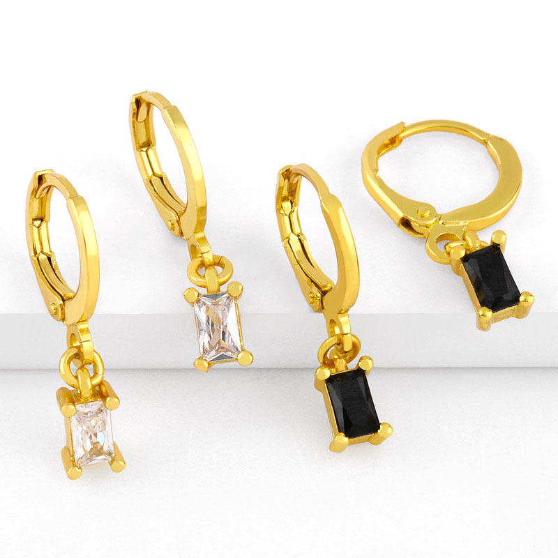 Fashion Geometric Rectangular Small Square Diamond Zirconia Dangle Earrings Supplier