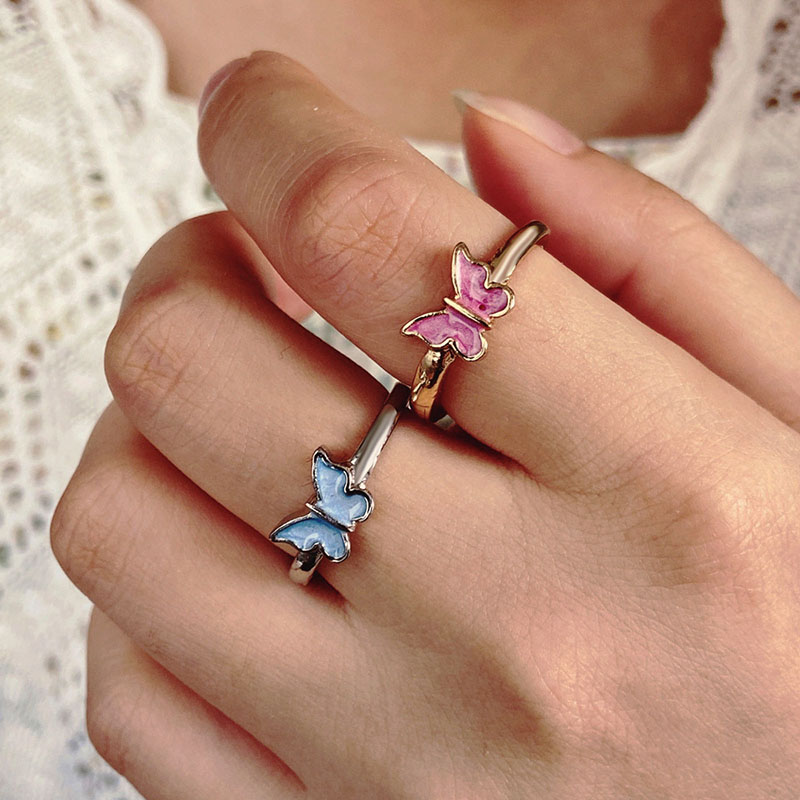 Oil Drip Butterfly Retro Opening Adjustable Ring Female Simple Manufacturer