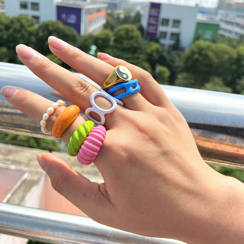 Fashion Adjustable Colored Drip Rubber Geometric Shape Women's Irregular Ring Manufacturer