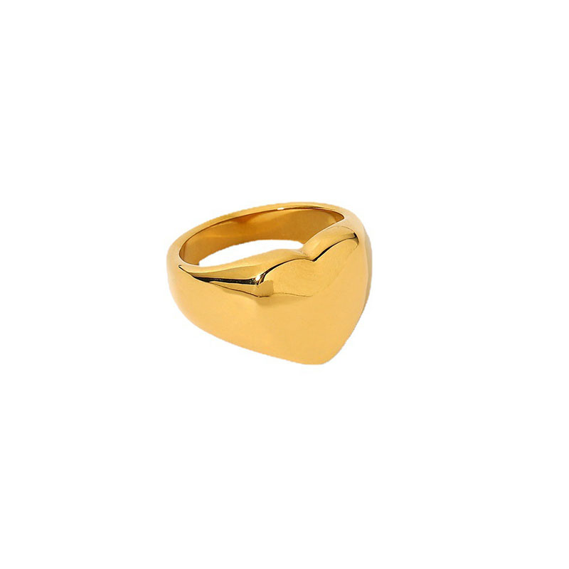 Thick Hollow Heart-shaped 18k Gold-plated Stainless Steel Stumpy Ring For Women Manufacturer