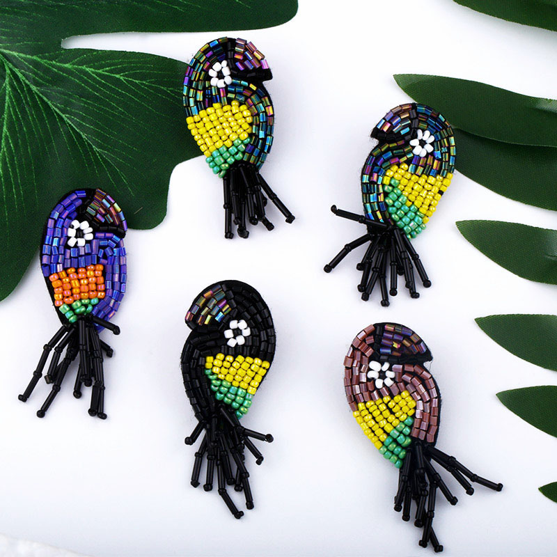 Creative Rice Bead Earrings Creative Parrot Tassel Bird Earrings Supplier