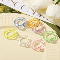 Candy Color Sweet Cool Macaroon Resin Ring Set Female Supplier