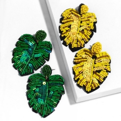 Bohemian Leaves Rice Bead Earrings Female Exaggerated Personality Earrings Supplier