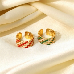 18k Gold Adjustable Opening Drip Oil Braided Zipper Enamel Ring For Women Manufacturer
