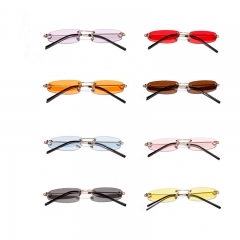 Super Small Frame Sunglasses Trendy Rimless Glasses Clear Colored Lenses Manufacturer