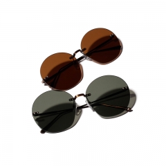 Wholesale Rimless Metal Large Frame Eyeglasses Frame Positive Round Sunglasses Vendors