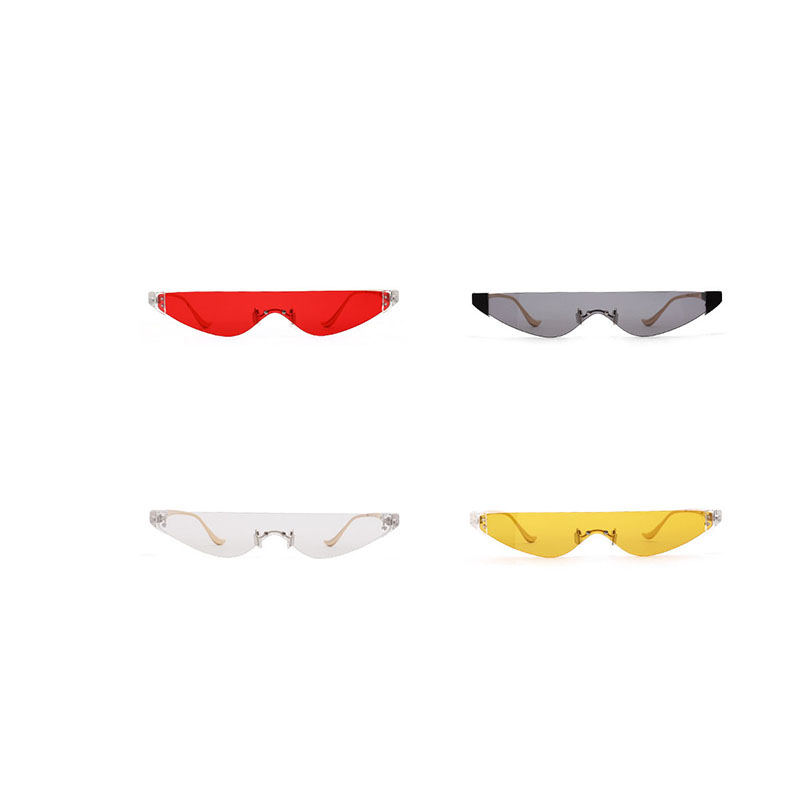 Wholesale Half Metal Triangle Cat Eye Glasses Transparent Color Retro Sunglasses Vendors