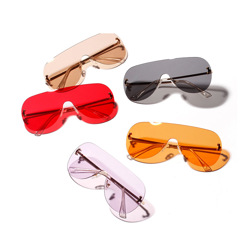 Wholesale One-piece Large-frame Sunglasses Conjoined Frameless Glasses Vendors