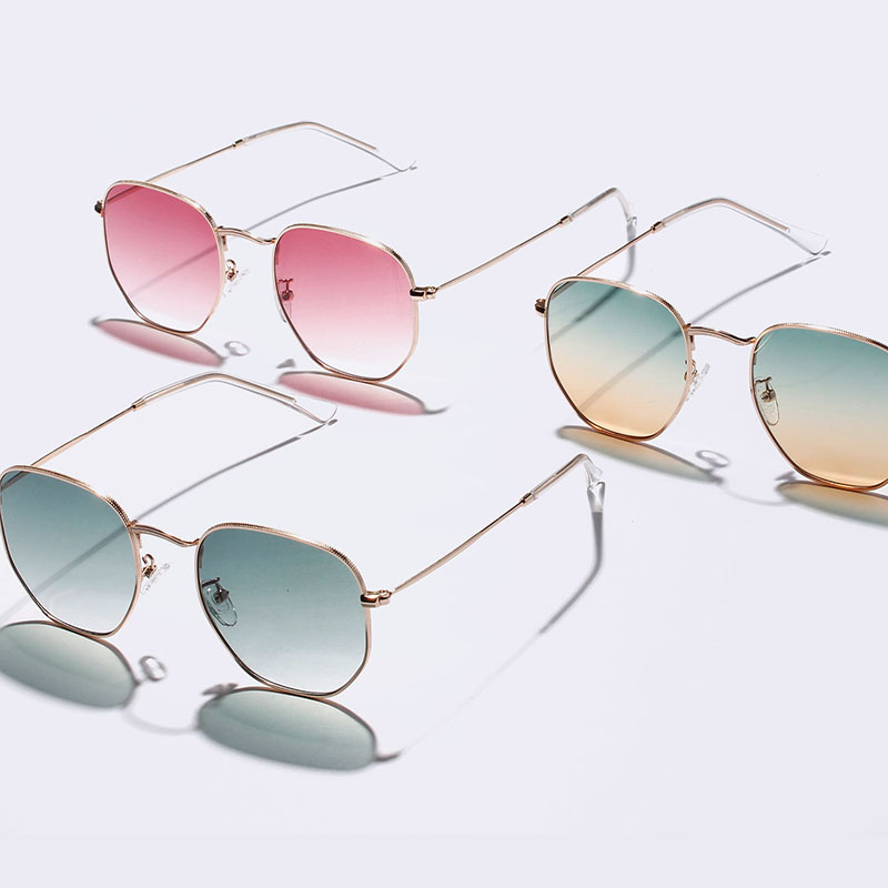 Square Frame Marine Piece Progressive Color Sunglasses Retro Metal Manufacturer
