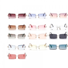 Wholesale Square Rimless Sunglasses Gradient Retro Cut Edge Transparent Glasses Popular Sunglasses Vendors