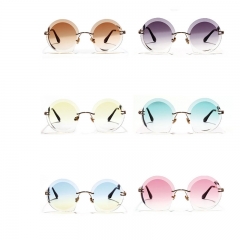 Wholesale Round Rimless Sunglasses Diamond Cut Glasses Vendors