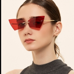 Rimless Frame Pointed Angle Colorful Retro Sunglasses Metal Sunglasses Glasses Distributor