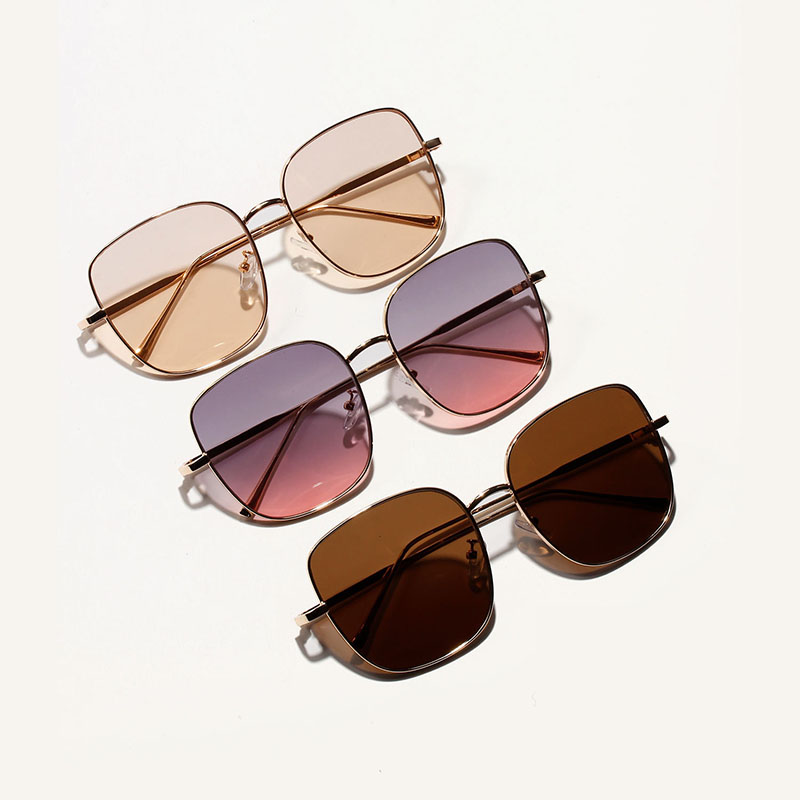 Wholesale Metal Square Fine Frame Retro Fashion Sunglasses Colorful Marine Piece Sunglasses Vendors