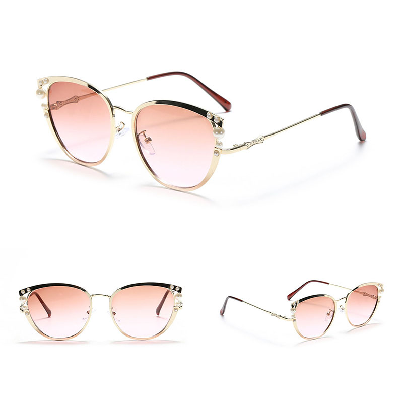 Vintage Fashion Metal Sunglasses With Pearls Distributor