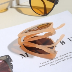 Foldable Round Large Frame Peculiar Section Sunglasses Retro Summer Sunglasses Manufacturer