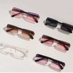 Square Rimless Sunglasses Retro Diamond Cut Edge Color Piece Distributor