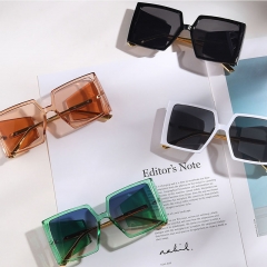 Square Large Frame Metal Mirror Leg Models Jelly Color Sunglasses Distributor