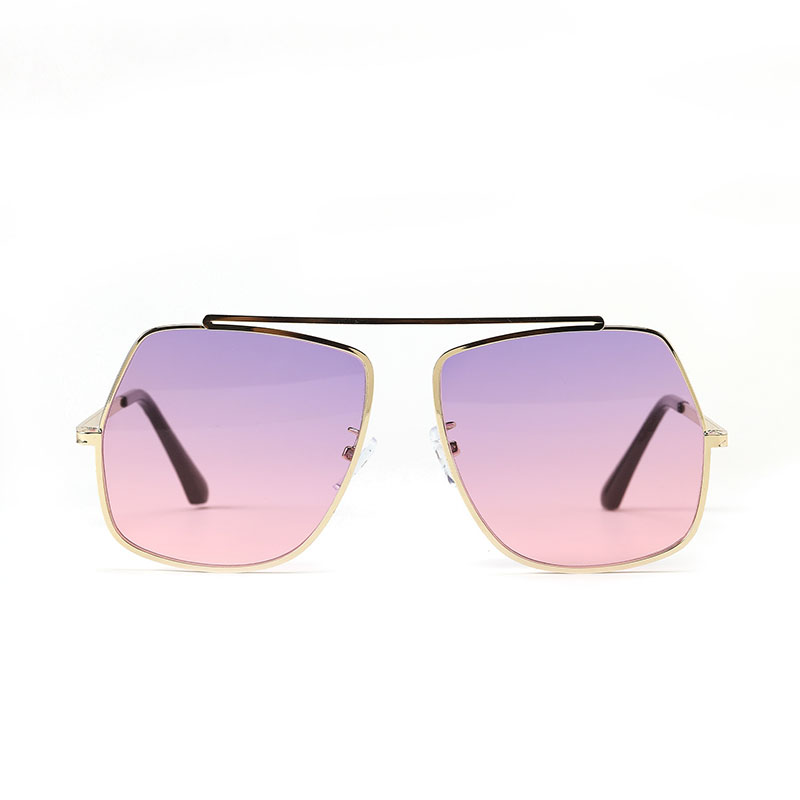 Metal Frame Polygonal Single Beam Gradient Color Sunglasses Distributor