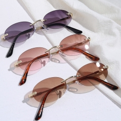 Rimless Oval Sunglasses Round Small Frame Cat Eye Retro Small Face Sunglasses Distributor