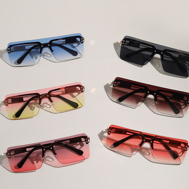 One-piece Rimless Metal Square Large Frame Sunglasses Distributor
