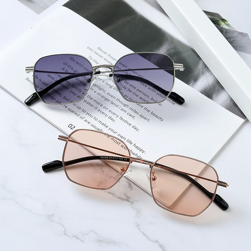 Metal Frame Round Ocean Piece Literary Section Sunglasses Polygonal Sunglasses Distributor