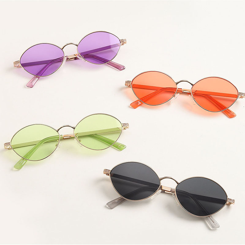 Oval Color Lens Small Frame Rap With Sunglasses Sunglasses Manufacturer