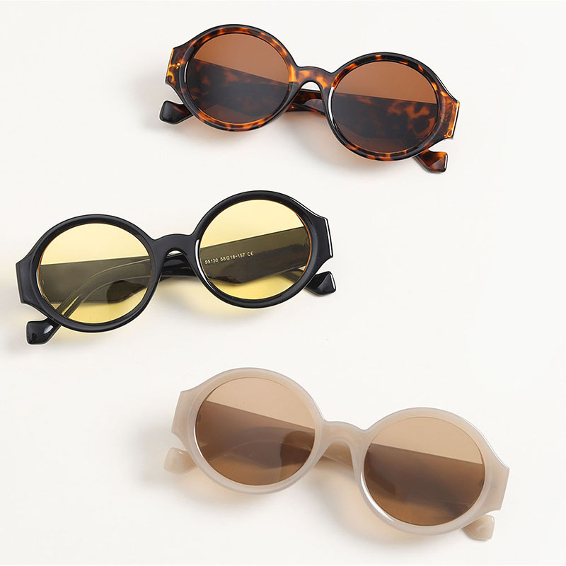 Round Jelly Color Tortoiseshell Small Frame Street Shooting Solid Color Sunglasses Sunglasses Manufacturer