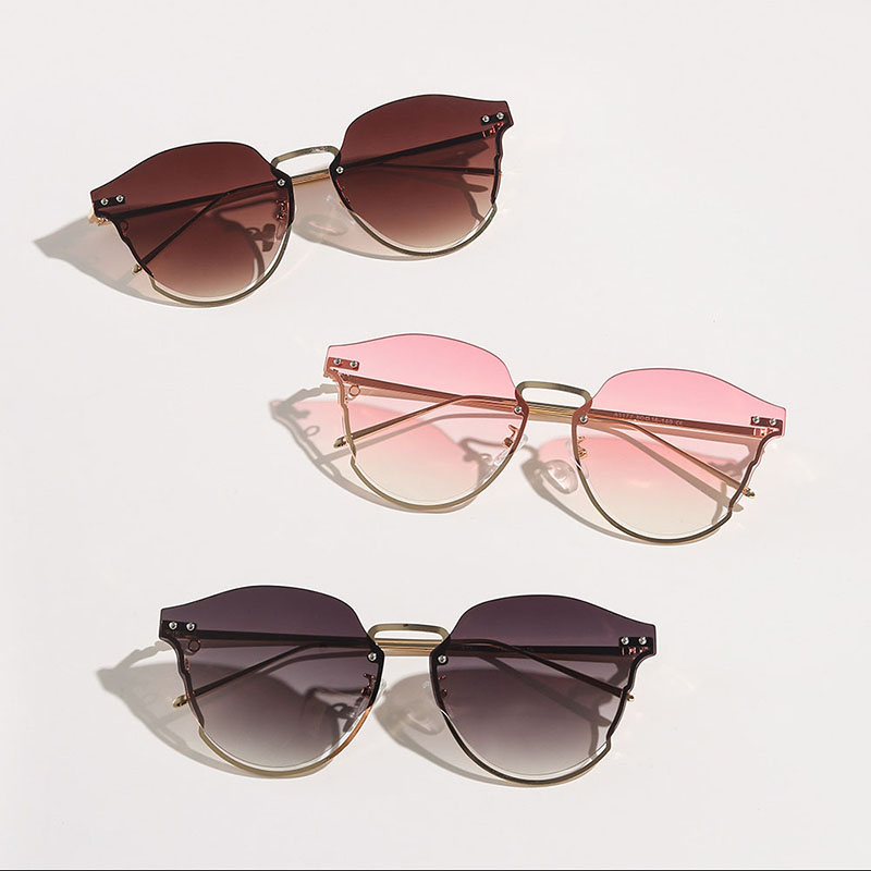 Metal Half-frame Riveted Rimless Frame Direct Sunglasses Manufacturer
