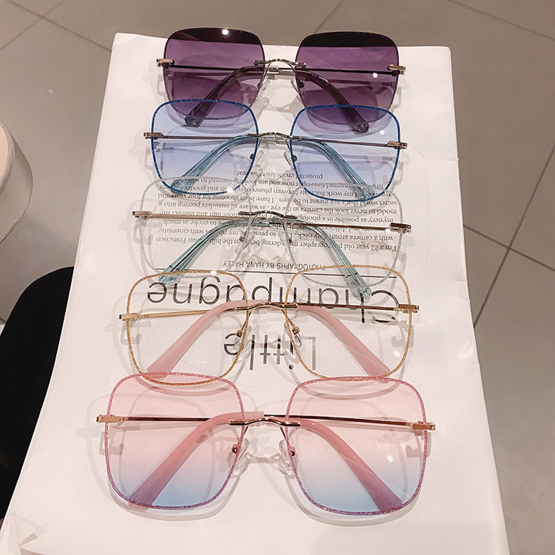 No Frame Gradient Color Sunglasses Female Hundred With Anti-uv Sunglasses Korean Version Distributor