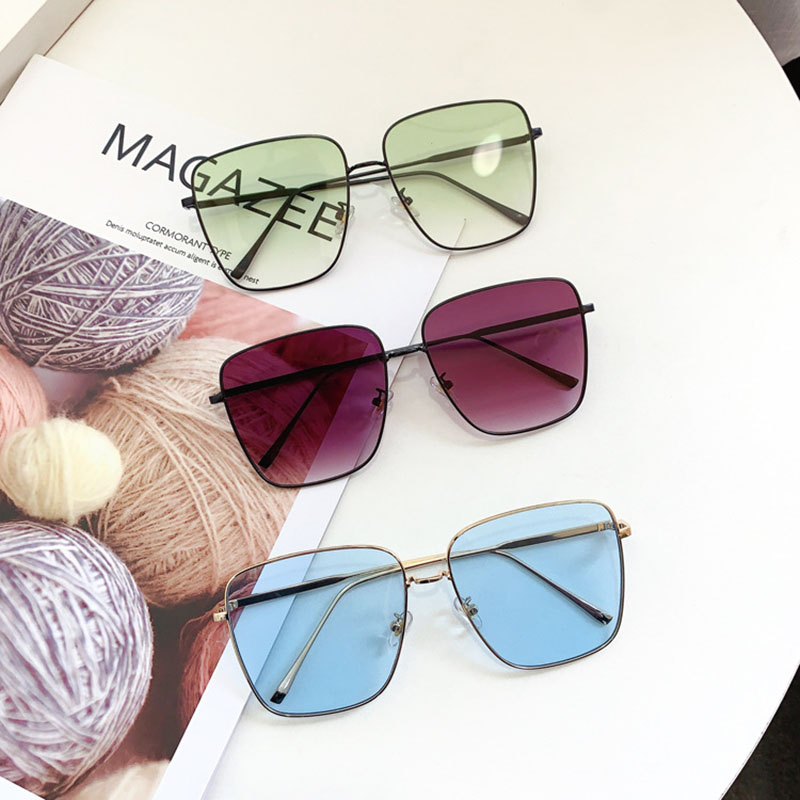 Vegetarian Transparent Color Large Frame Green Anti-uv Sunglasses Distributor