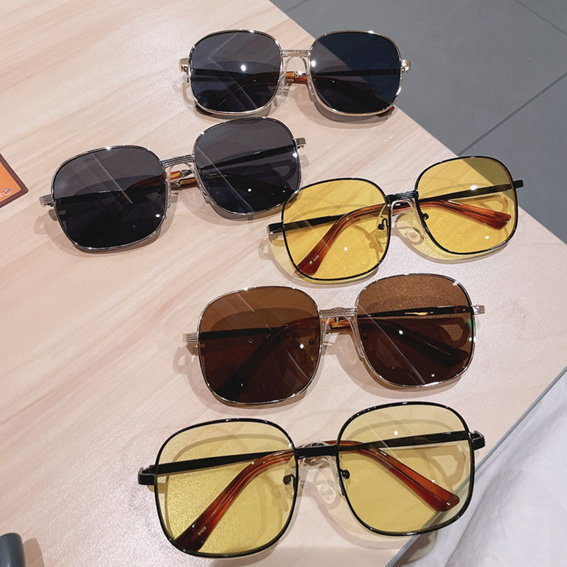 Temperament Driving Yellow Driving Mirror Fashion Sunglasses Metal Frame Distributor