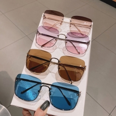 Retro Large Frame Thin Sunglasses Female Tide Frameless Square Round Face Sunglasses Distributor