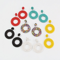 Bohemian Vintage Personality Earrings Geometric Round Rice Beads Earrings Female Supplier