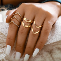 Fashion Simple Set Diamond V-shaped Ring Set Creative Geometric Vintage Ring Set Manufacturer