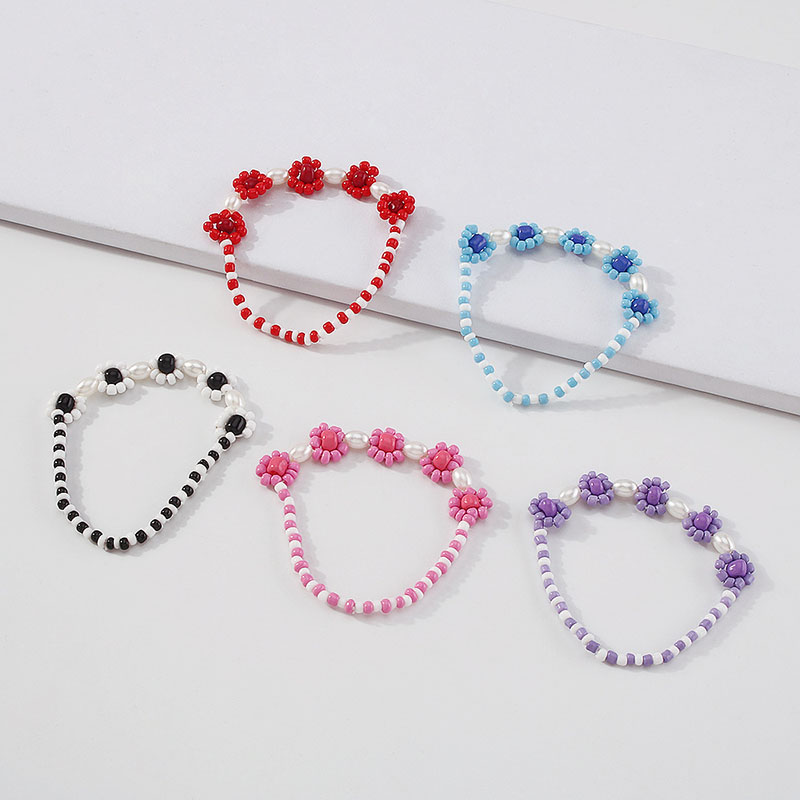 Bohemian Wind Flower Bracelet Simple Small Fresh Sweet Rice Bead Hand Ornaments Imitation Pearl Fashion Jewelry Supplier