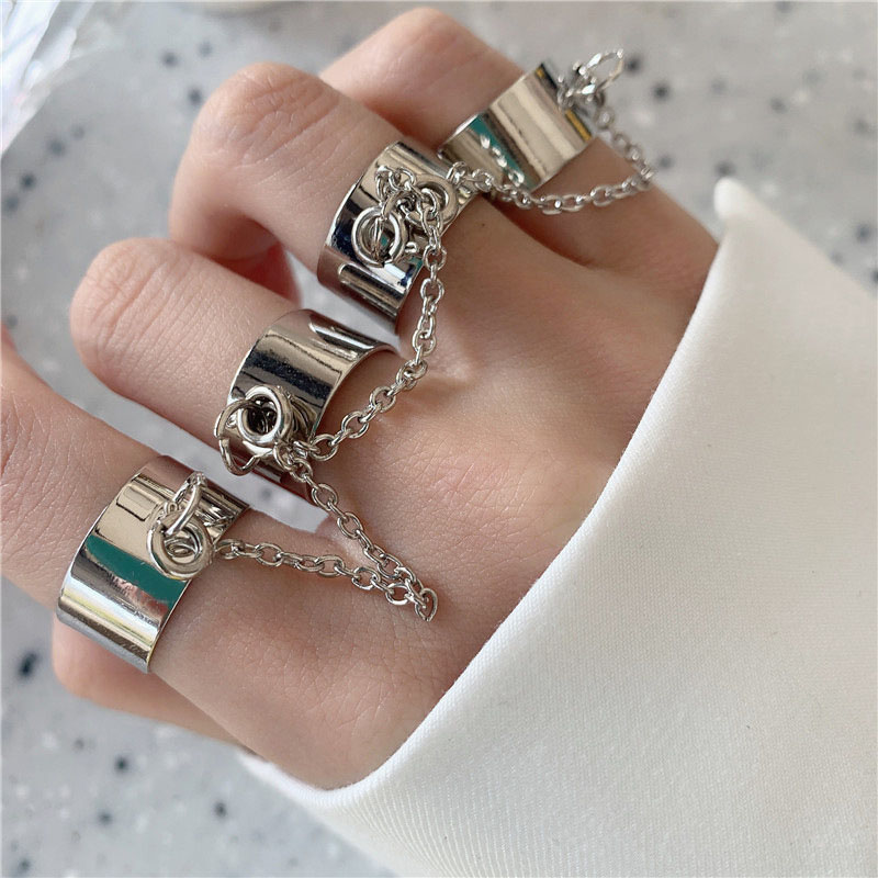 Personalized Punk Bungee Chain Rings Fashionable Male And Female Conjoined Dark System Manufacturer