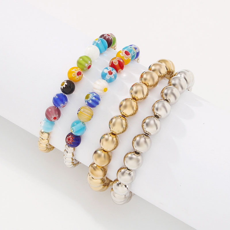 Colorful Glazed Beads Collision Temperament Bracelet Ethnic Wind Exaggerated Fashion Hand Ornaments Female Supplier
