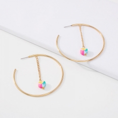 Minimalist Geometric Earrings Colorful Love Creative Chain C Earrings Retro Niche Earrings Female Supplier