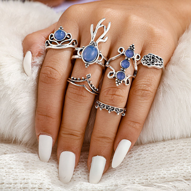 About Fashion Deer Head Sapphire Ring Set Personalized Antler 6-piece Set For Women Manufacturer