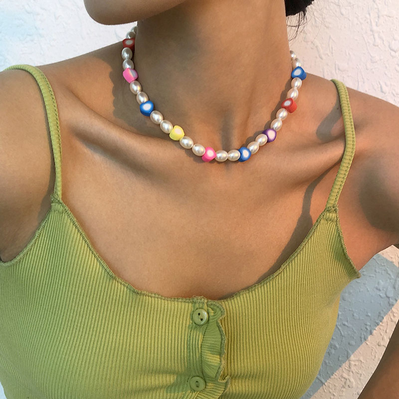 Wholesale Imitation Pearl Resin Necklace Geometric Minimalist Fashion Personality Necklace Female Vendors
