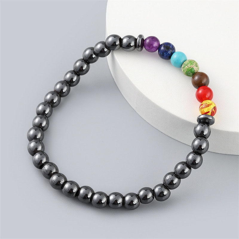 Wholesale 6mm Black Gallstone Heptagrams Bracelet Vendors