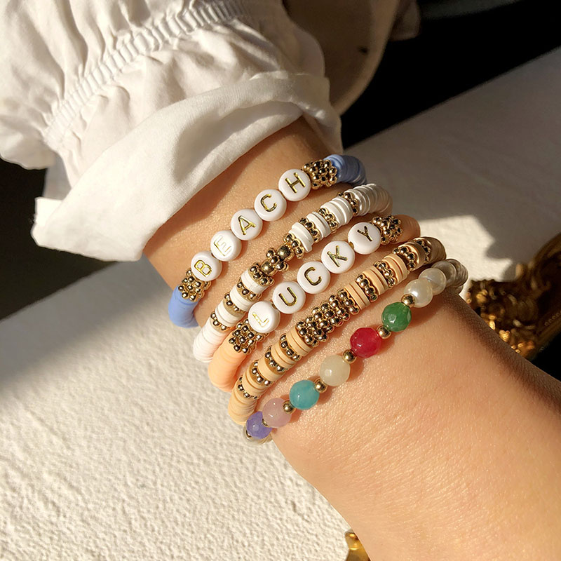 Bohemian Vintage Pearl Crystal Bracelet Rainbow Summer Onyx Stone Beaded Bracelet Supplier