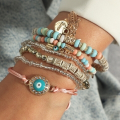 Wholesale Bohemian Multi-layer Eyes Colorful Beaded Bracelet Vendors