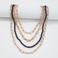 Simple Chain NecklaceImitation Crystal Stacked Multi-layer Necklace Niche Retro Punk Supplier