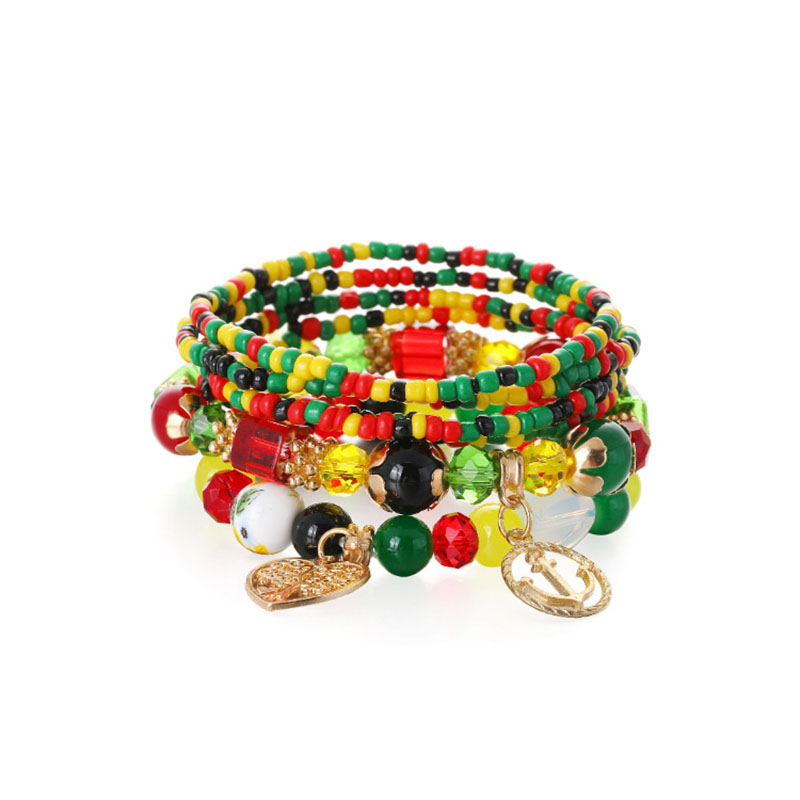 Wholesale Tree Of Life Pendant Colorful Beads Multilayer Bracelet Vendors