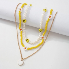 Bohemian Ethnic Necklace Rice Beads Flowers Smiley Face Creative Necklace Fashion Simple Necklace Supplier