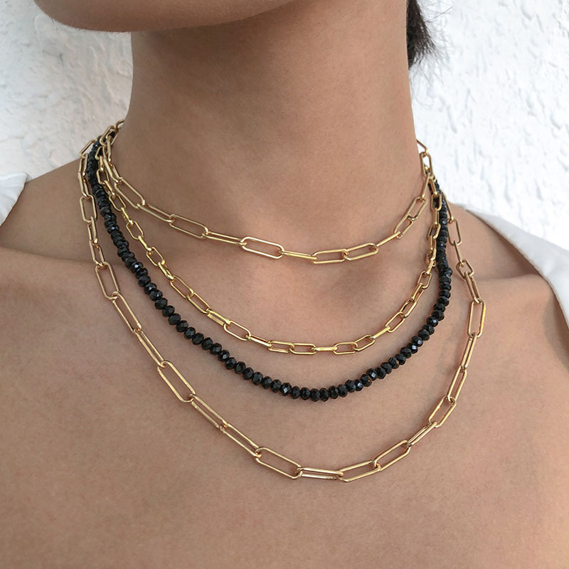 Wholesale Simple Chain Imitation Crystal Necklace Exaggerated Punk Vendors