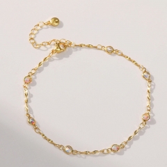 Wholesale Copper Plated 18k Real Gold Zirconia Fine Anklet Extension Chain Vendors