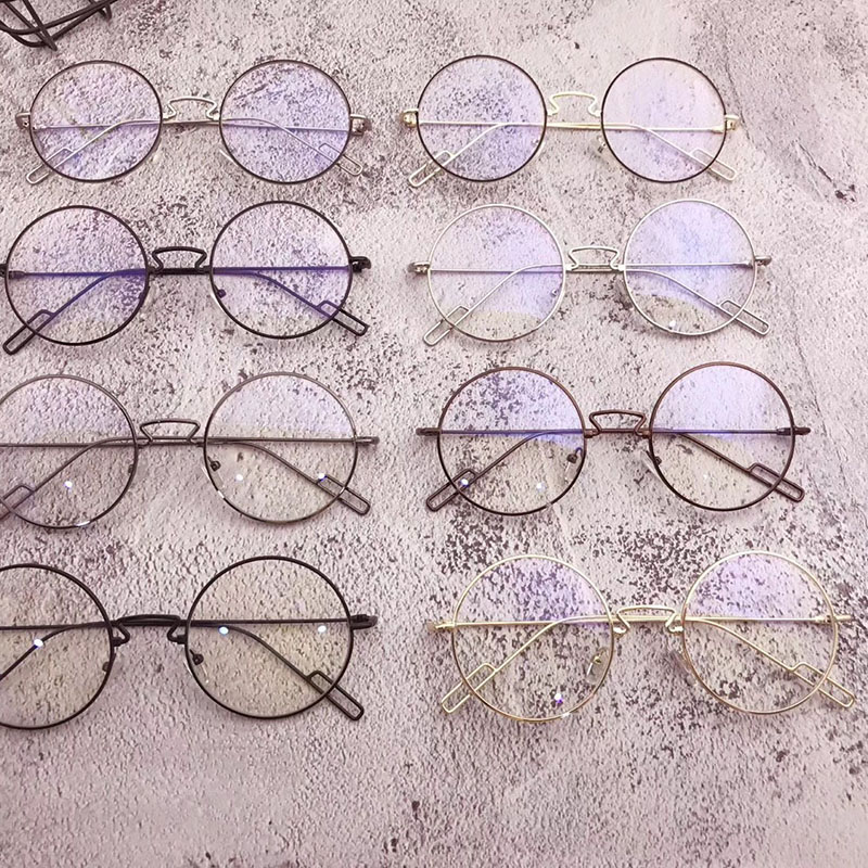 Round Face Flat Mirror Metal Large Frame Myopic Glasses Distributor